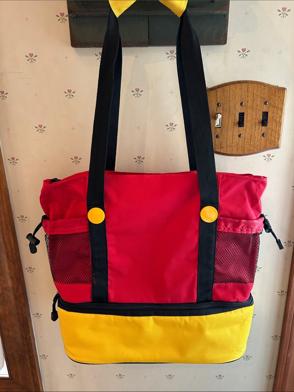 Disney Red and Yellow Women's Tote Bag with Black straps